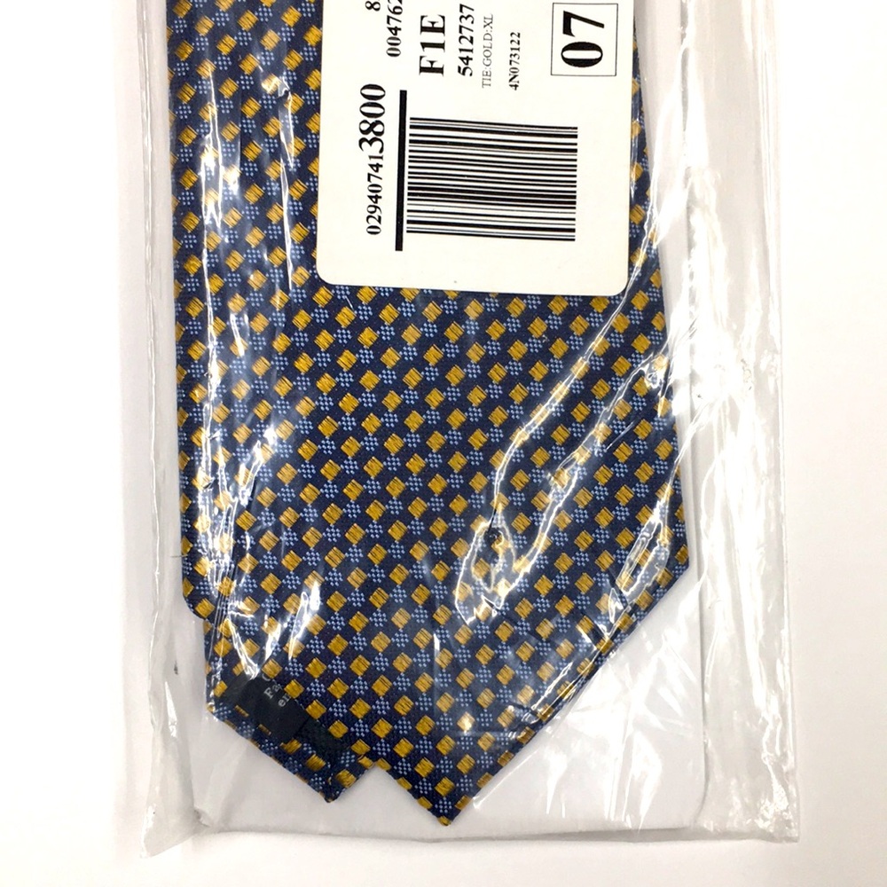 Nordstrom XL LONG Tie Gold Blue NEW Formal Office Business Casual 100% Silk